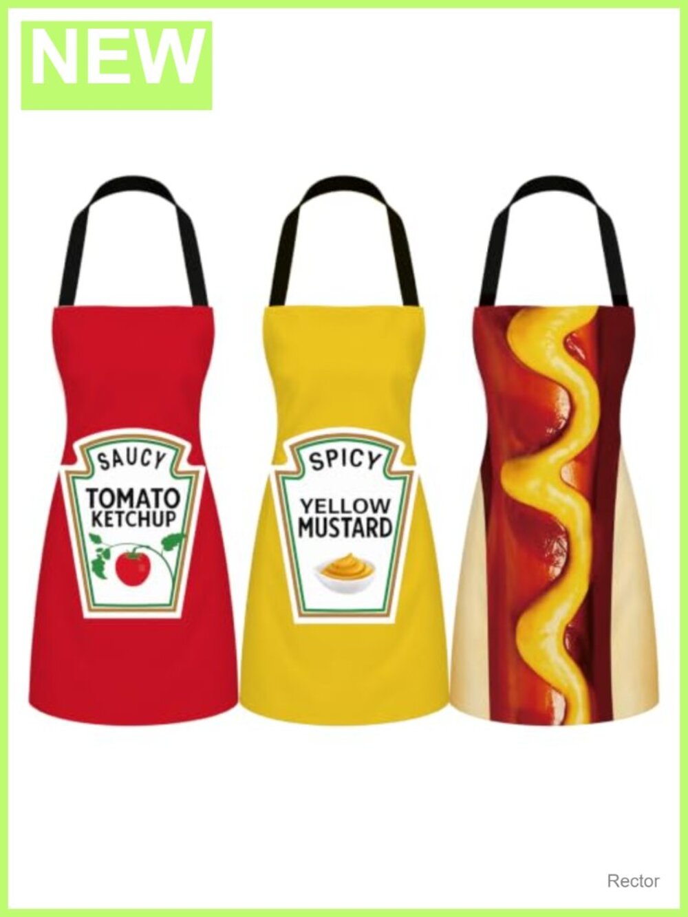 Adult Halloween Group Costume Aprons Set Ketchup Mustard Hot Dog Polyester